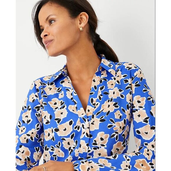 Ann Taylor Womens XL Floral Button Up Essential Shirt Long Sleeve Blouse Top - Picture 1 of 12